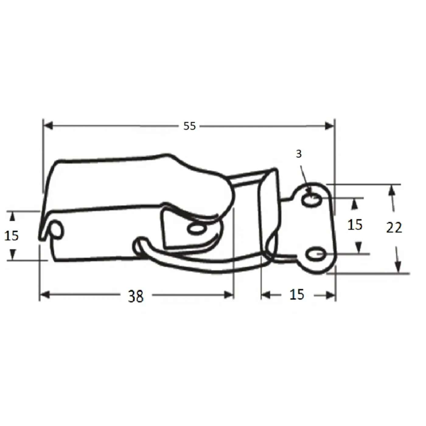 Overig Aantreksluiting 55x15mm Rvs 304 - 2 stuks