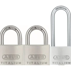 Abus Hangslotenset Titalium TKTI24/40 HB63 - Aluminium voor buiten hoge veiligheid - Body 40mm lange beugel 63mm - Set van 3 stuks