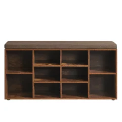 ACAZA Schoenenrek - Schoenenkast - Schoenenbank Met Zitkussen - Vintage Schoenenbank - Vintage Bruin