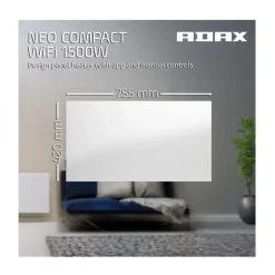 Adax Wi-fi Aangesloten Compacte Elektrische Radiator - Wit - 1500 W - Neo Compact 15 Kwt