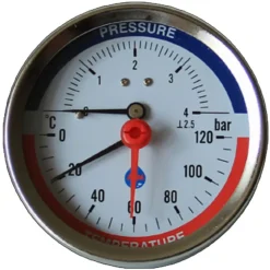 Aim 80mm 0-120C 10 BAR thermo drukmeter achterzijde G1/2