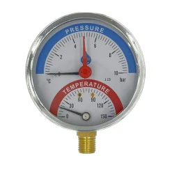 AIM 80mm 0-120C 0-10 BAR thermo drukmeter zijdelings G1/2