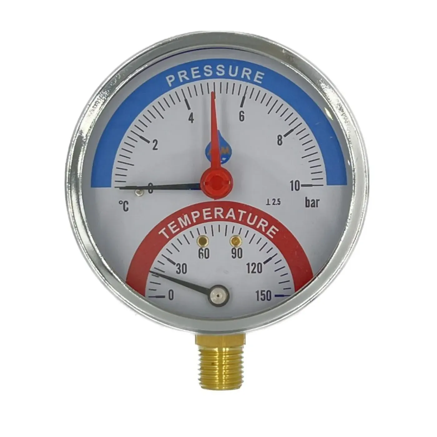 AIM 80mm 0-120C 0-10 BAR thermo drukmeter zijdelings G1/2