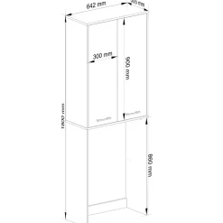 Akord -badkamerkast Voor Wasmachine 2 Deuren-wit-64x30x180