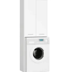 Akord -badkamerkast Voor Wasmachine 2 Deuren-wit-64x30x180
