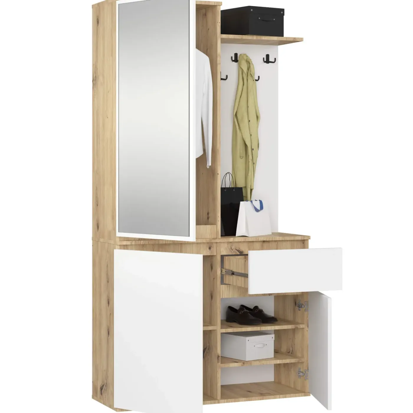 Akord Halmeubel Entro Eiken Artisan/wit 95x35x183