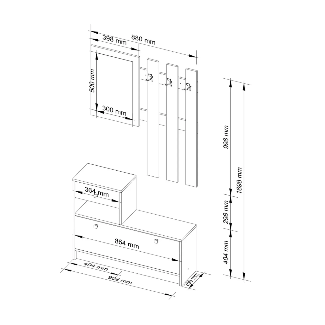 Akord Halmeubel Set Wengé 90x25x170