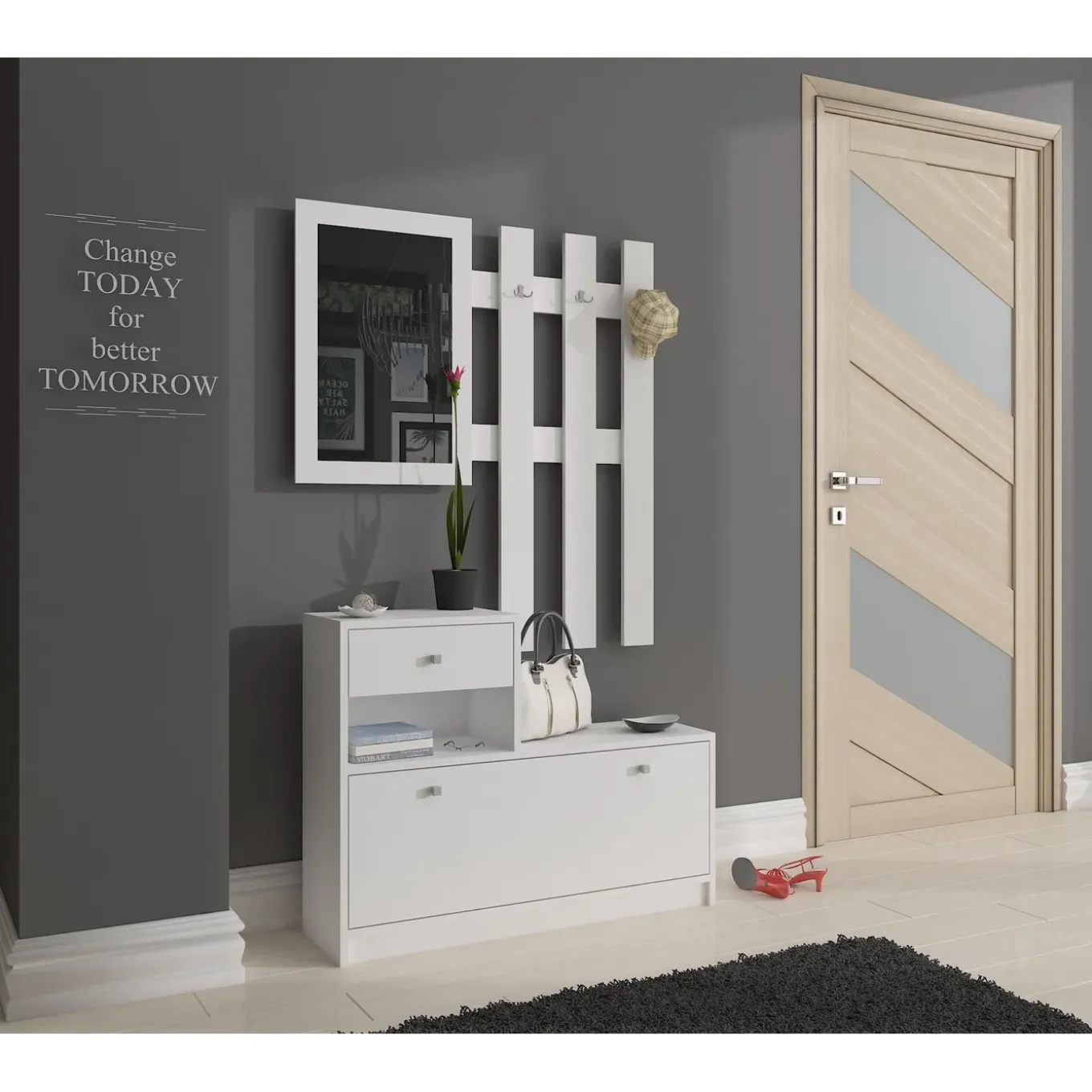 Akord Halmeubel Set Wit 90x25x170