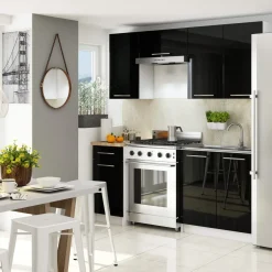 Akord -onderkast Keuken Oliwia-wit/zwart Glans-60x30x29