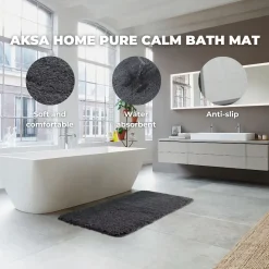 AKSA Home® Badmat 70x140 cm - Grote douchemat antislip - Badmat antislip - Badkamermat - Donkergrijs