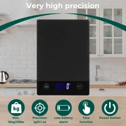 AKSA Home ® Digitale Keukenweegschaal - USB Oplaadbaar - 1gr tot 15kg – Tarra Functie