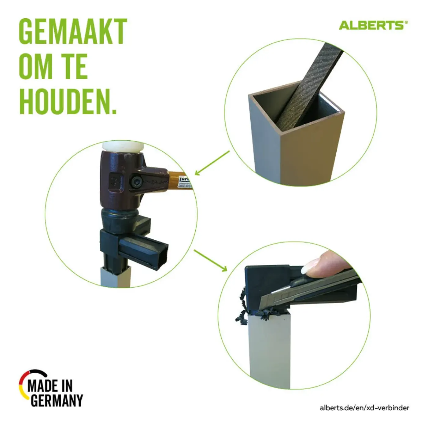 ALBERTS Buisverbinder - XD - Kruisstuk 90 Graden - Polyamide - Zwart - 20x20x1.5mm