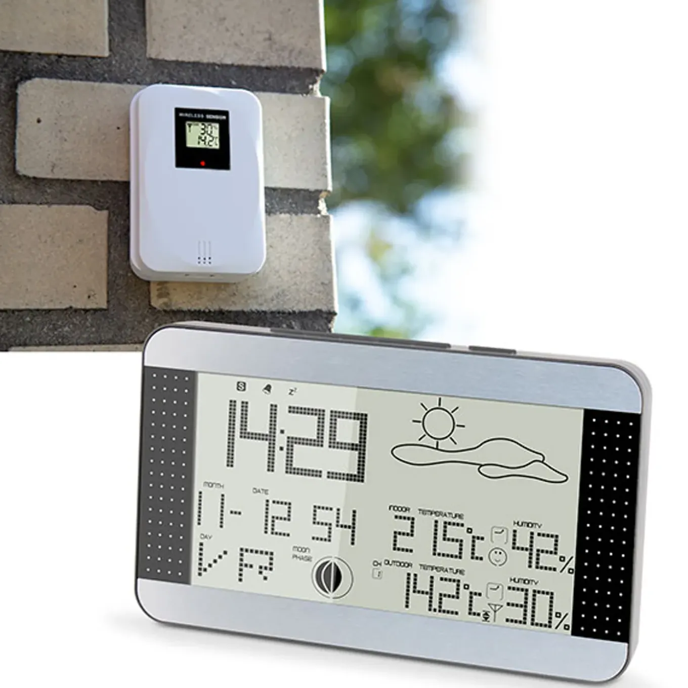 Alecto Weerstation WS-1700 - Draadloze Buitensensor - 7,7" Display - Zilverkleurig