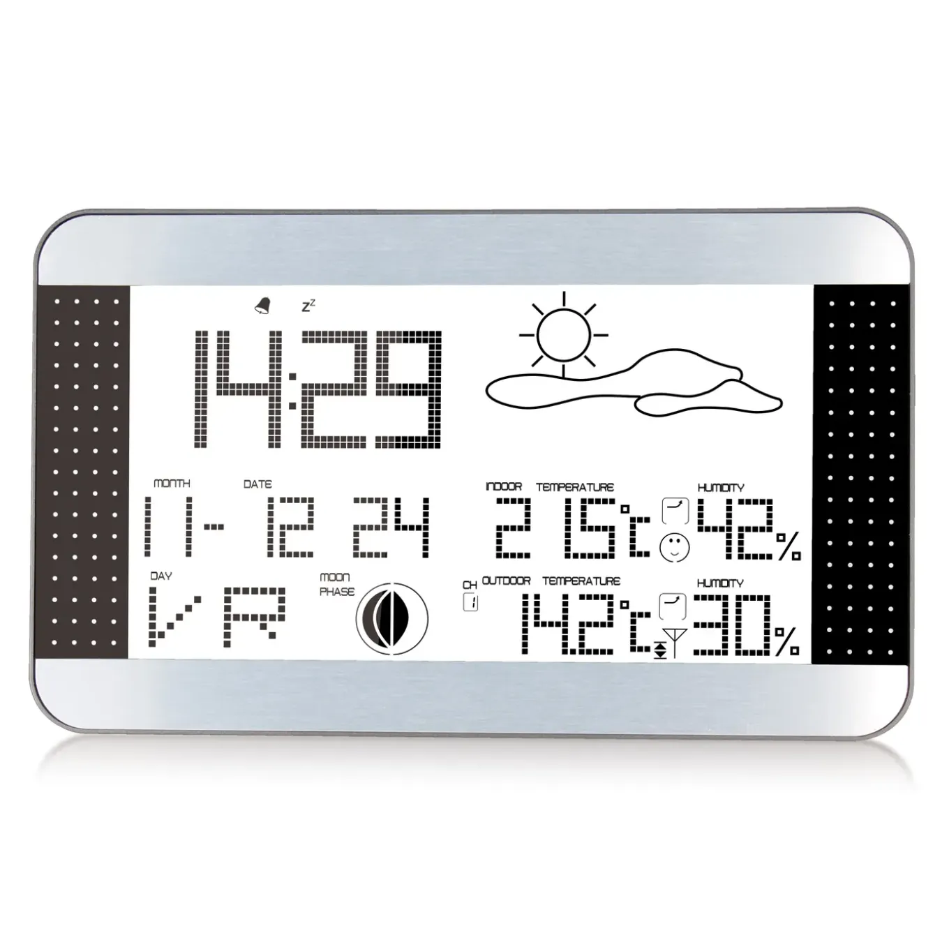Alecto Weerstation WS-1700 - Draadloze Buitensensor - 7,7" Display - Zilverkleurig