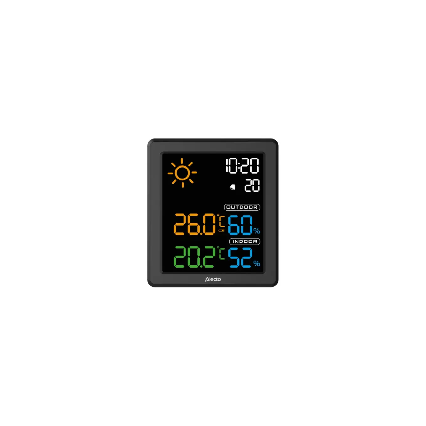 Alecto Weerstation WS1000 - Draadloos - Kleurendisplay 3,9" - Binnen- en Buitensensor