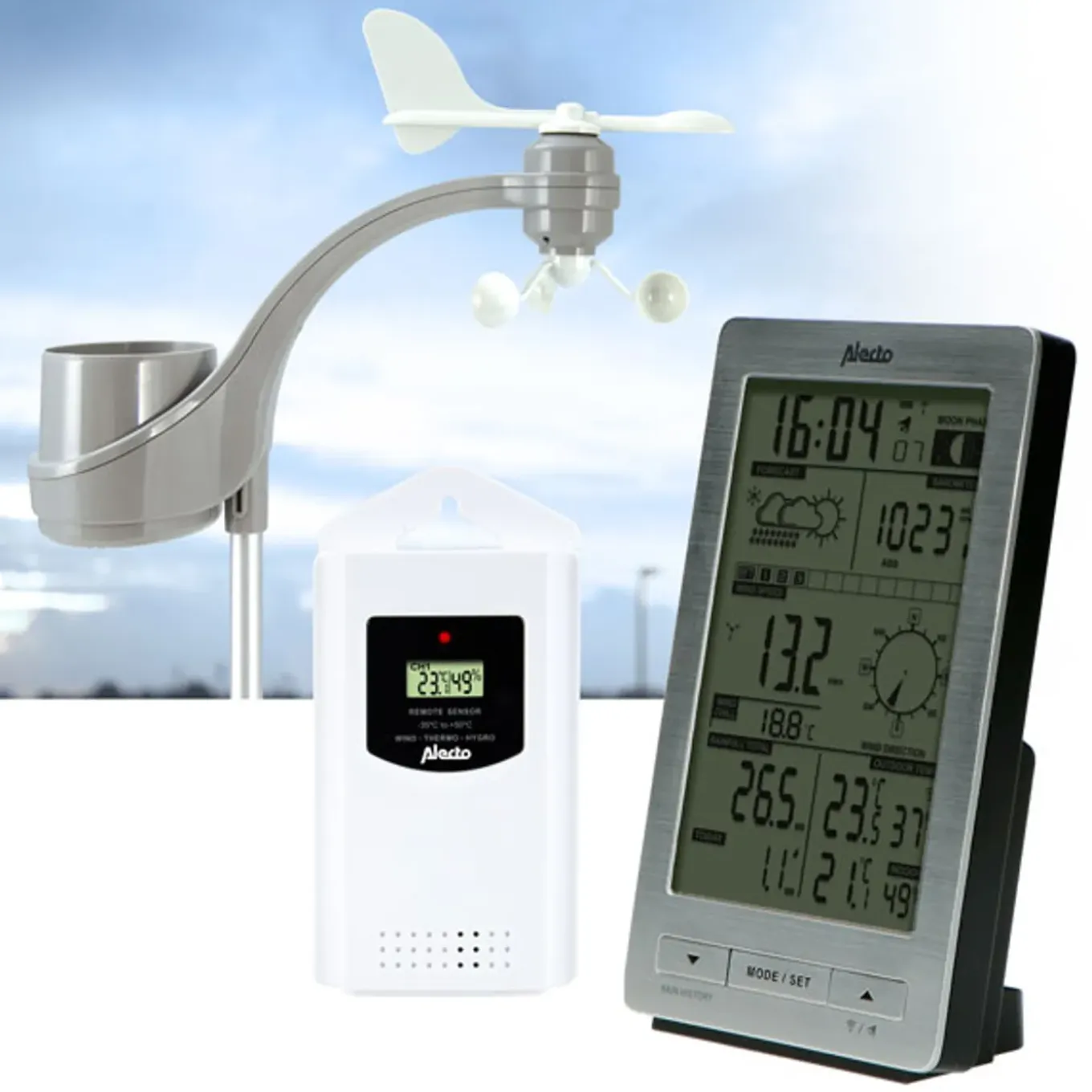 Alecto weerstation WS-3300 met draadloze buitensensor zilver
