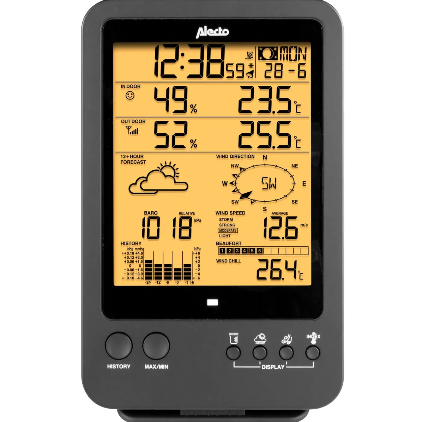 Alecto Weerstation WS-4700 - Professioneel - Draadloos - Zwart