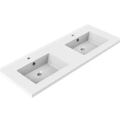 Allibert Dubbele Wastafel Tobi - Porselein - Rechthoekig - Wit - 120,5cm