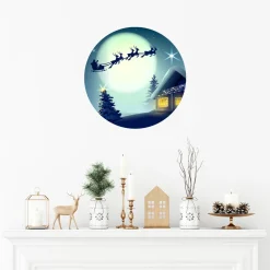 Ambiance Sticker - Muursticker - Kerststicker Van De Reis Van De Kerstman - 70x70cm