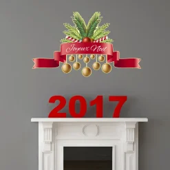 Ambiance Sticker - Muursticker - Kerstlintsticker Vrolijk Kerstmis - 70x115cm