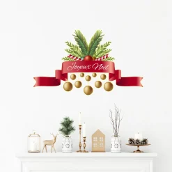Ambiance Sticker - Muursticker - Kerstlintsticker Vrolijk Kerstmis - 70x115cm