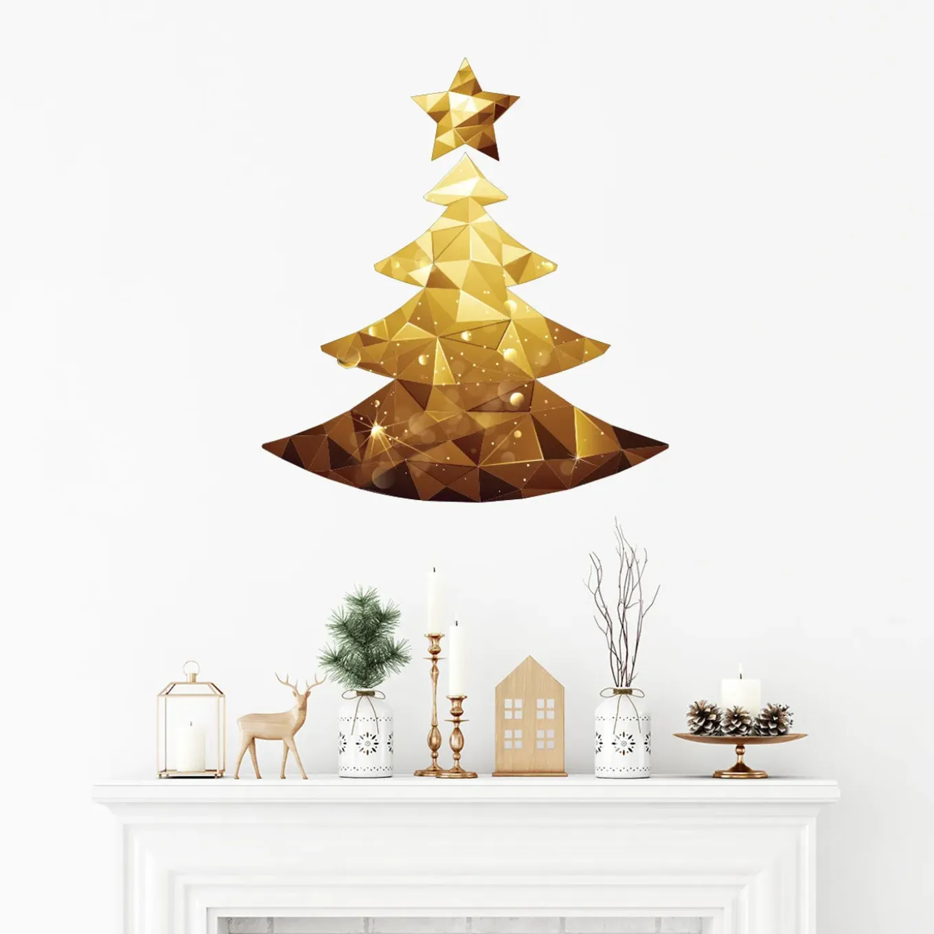 Ambiance Sticker - Muursticker - Origami Kerstboomsticker - 70x80cm