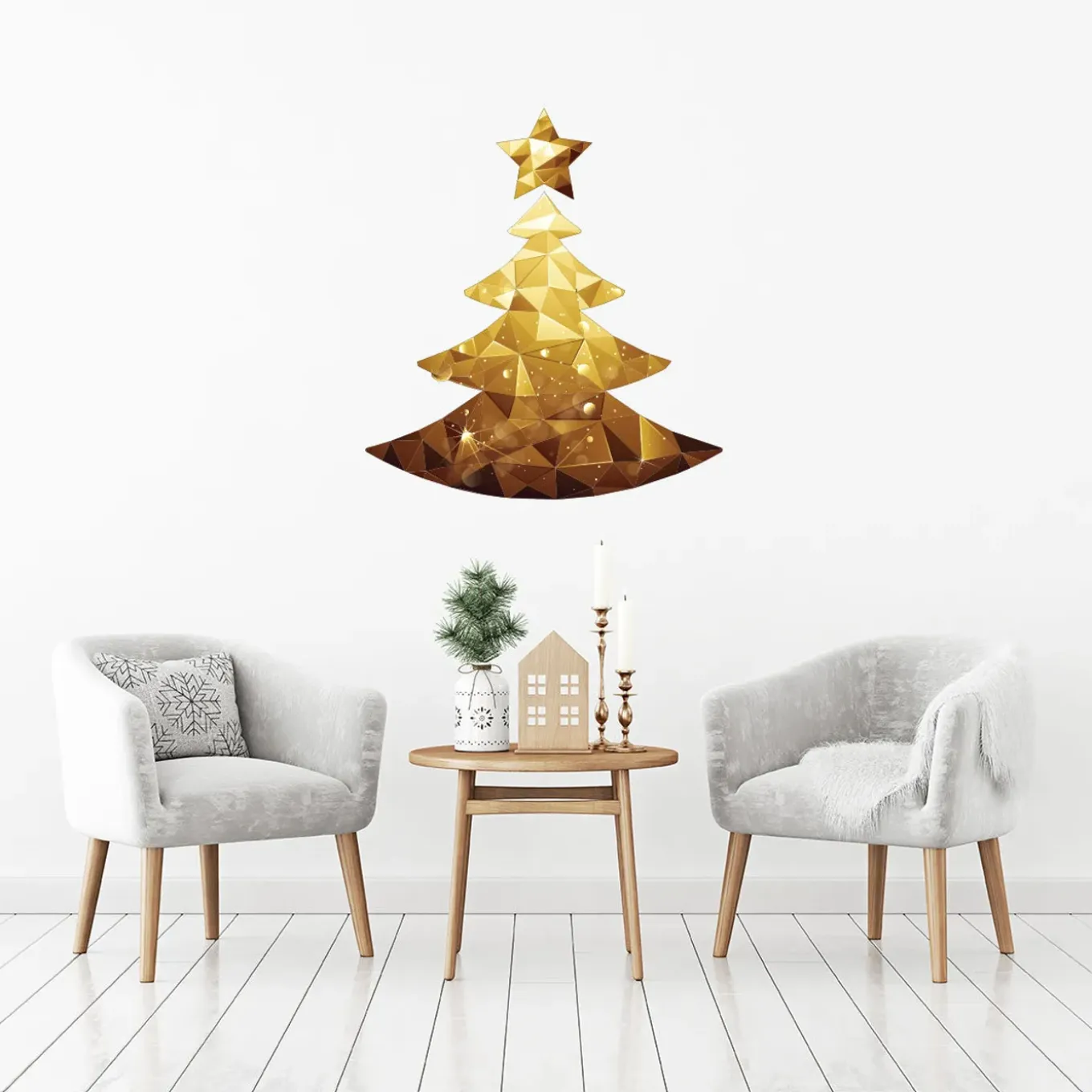 Ambiance Sticker - Muursticker - Origami Kerstboomsticker - 70x80cm