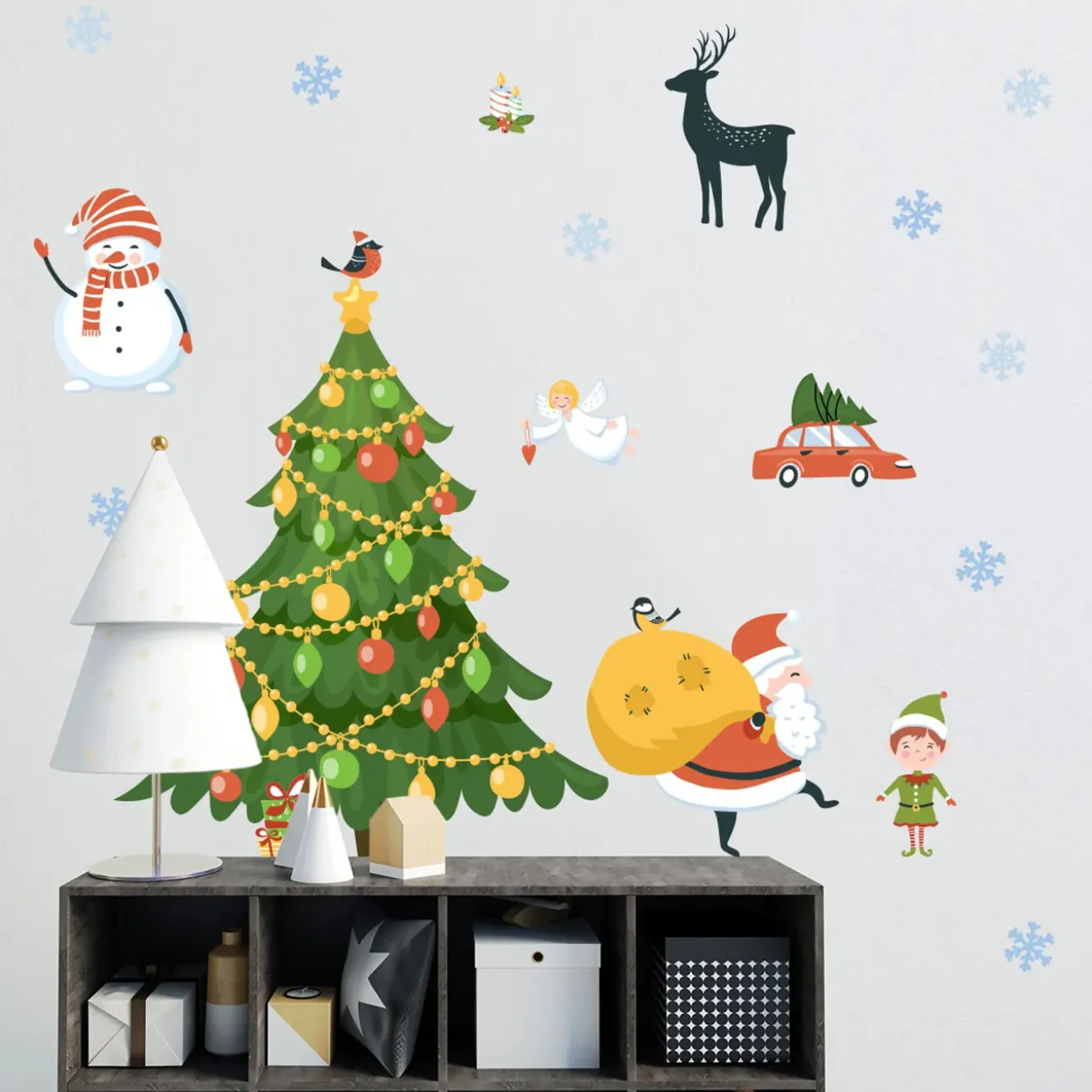 Ambiance Sticker - Muursticker - Scandinavische Kerststickers Uit Lapland - 150x100cm