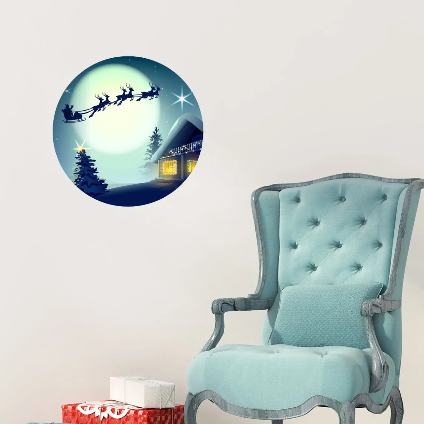 Ambiance Sticker - Muursticker - Kerstkranssticker - 50x50cm