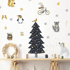 Ambiance Sticker - Muursticker - Kerststickers Scandinavische Dieren - Scandinavische - 165x110cm