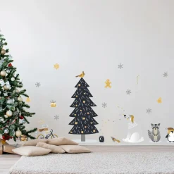 Ambiance Sticker - Muursticker - Kerststickers Scandinavische Dieren - Scandinavische - 165x110cm
