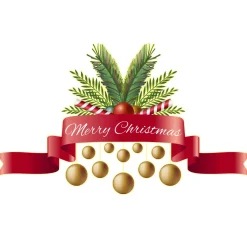 Ambiance Sticker - Muursticker - Kerststicker Lint En Tekst Fijne Kerst - Kerstlintstick - 120x195cm
