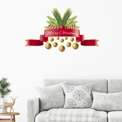 Ambiance Sticker - Muursticker - Kerststicker Lint En Tekst - Kerstlintsticker - 30x50cm