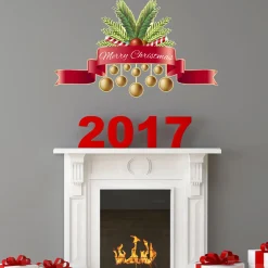 Ambiance Sticker - Muursticker - Kerststicker Lint En Tekst - Kerstlintsticker - 30x50cm