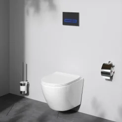 AM.PM Toiletset Like Wit - Wandcloset - Inbouwreservoir - Bedieningsplaat (rond, Chroom)