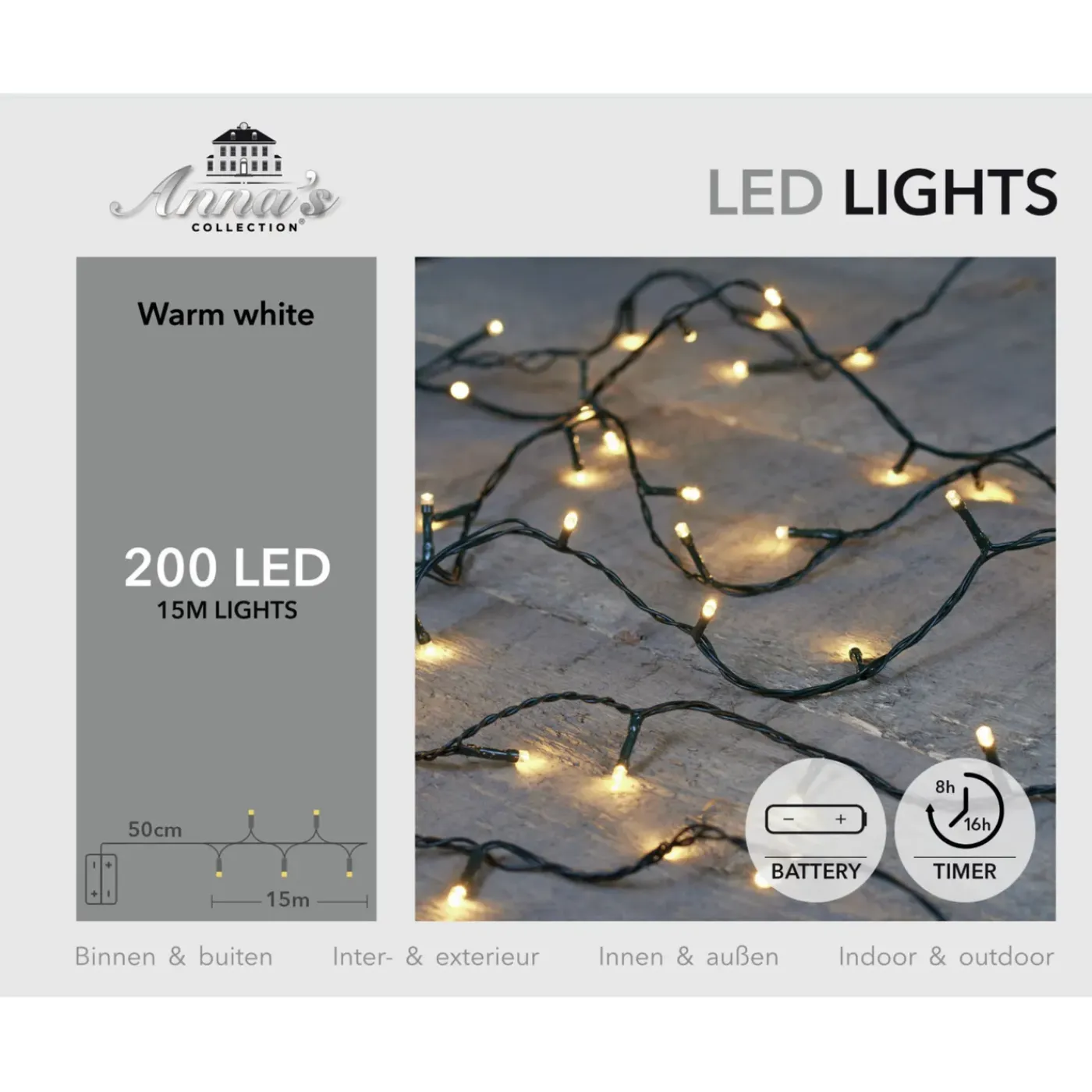 Anna's Collection Kerstverlichting - Warm Wit - 1500 Cm -200 Leds