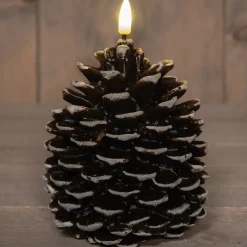 Anna's Collection Led Dennenappel Kaars - Bruin - 12 X 10 Cm