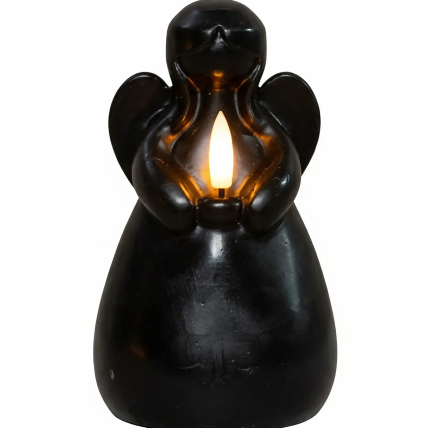 Anna's Collection Led Kaars Engel - Zwart - 14 X 8 Cm - Met Timer