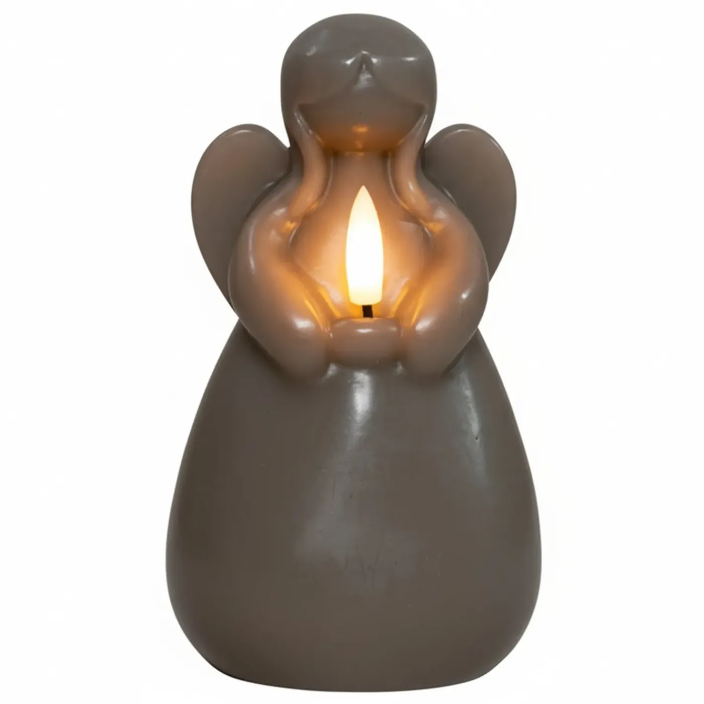 Anna's Collection Led Kaars Engel - Taupe - 14 X 8 Cm - Met Timer