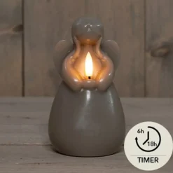 Anna's Collection Led Kaars Engel - Taupe - 14 X 8 Cm - Met Timer