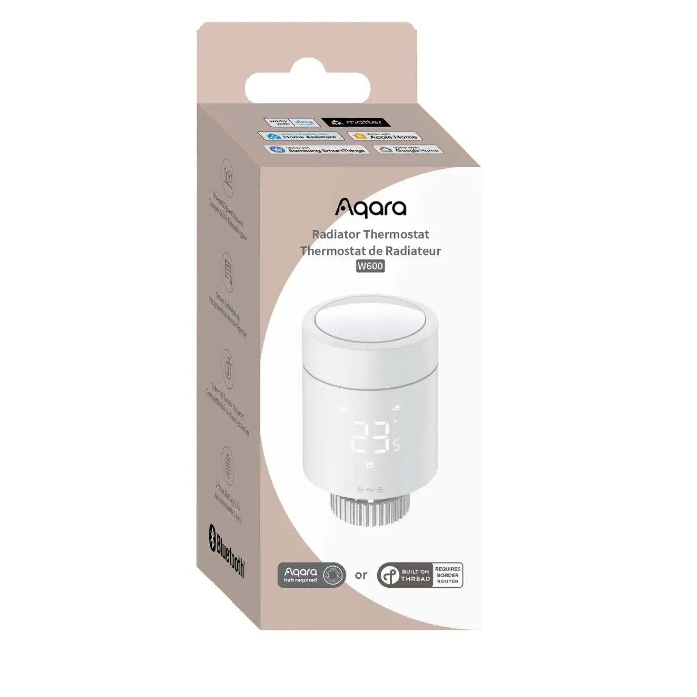 Aqara Radiatorthermostaat W600 - Slim - Thread en Zigbee - Inclusief Ventieladapters