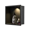 Aquavik Inbouwnis Lysbygg Met Led Licht 30x30x7 Cm Mat Zwart