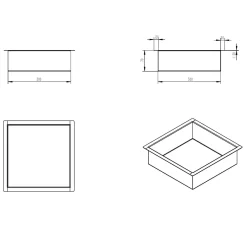 Aquavik Inbouwnis Lysbygg Met Led Licht 30x30x7 Cm Mat Zwart