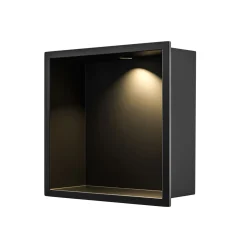 Aquavik Inbouwnis Lysbygg Met Led Licht 30x30x7 Cm Mat Zwart