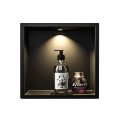 Aquavik Inbouwnis Lysbygg Met Led Licht 30x30x7 Cm Mat Zwart