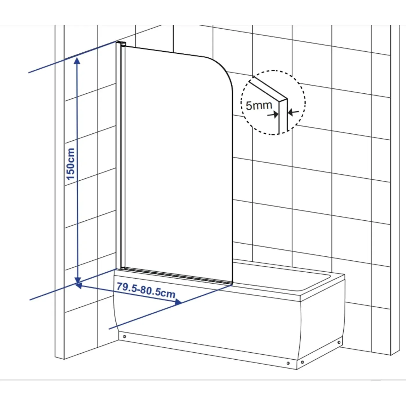 AquaVive – Praxis Eigen Merk AquaVive badwand Borneo 80x150cm chroom