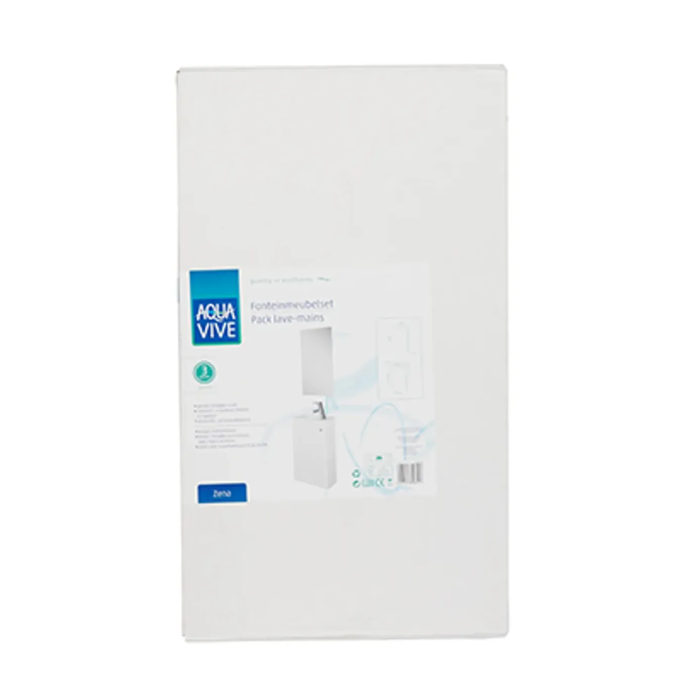 Aquavive Fonteinmeubelset Zena - Inclusief Wastafel en Spiegel - Softclose - Hoogglans Wit - 39,8x21,5x60cm