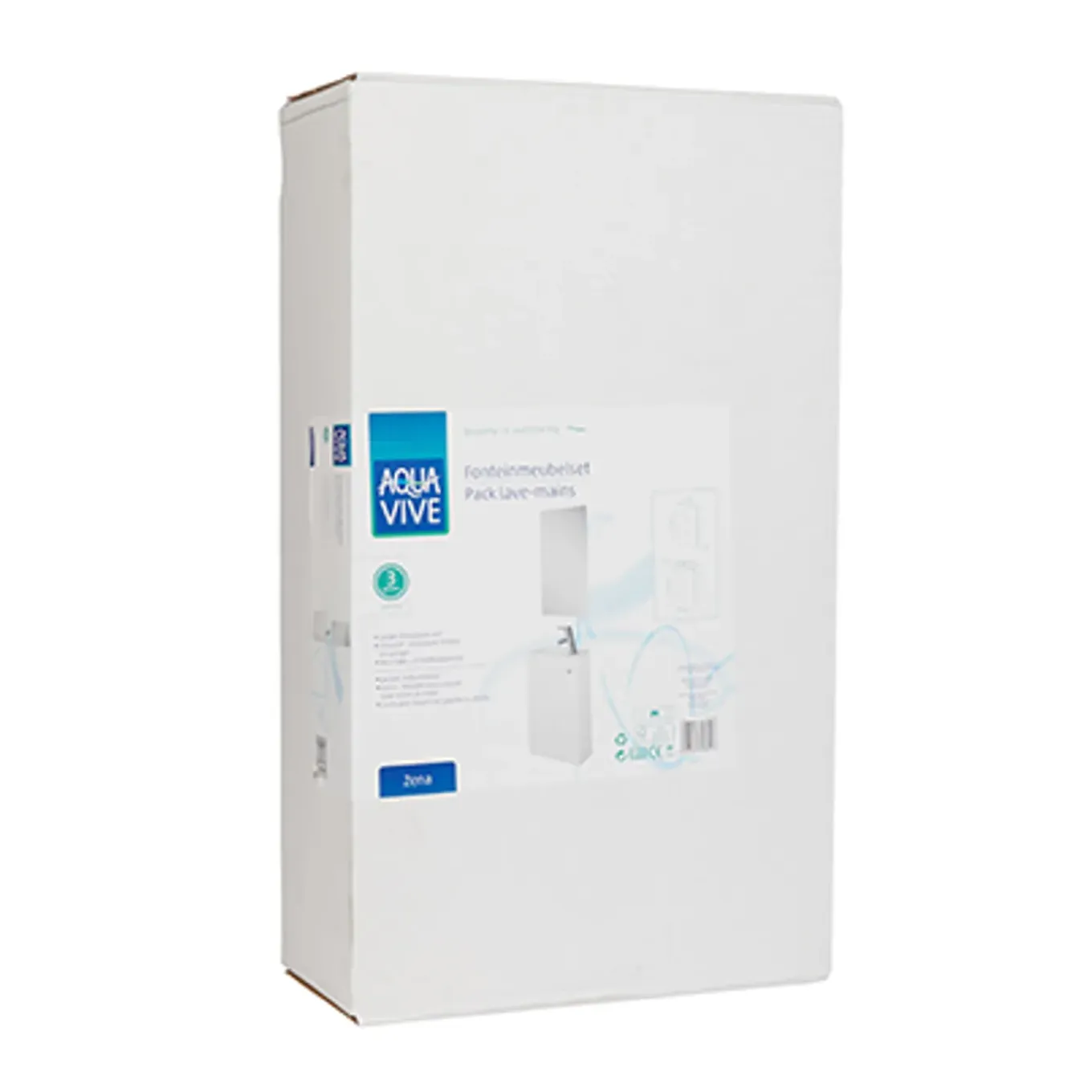 Aquavive Fonteinmeubelset Zena - Inclusief Wastafel en Spiegel - Softclose - Hoogglans Wit - 39,8x21,5x60cm