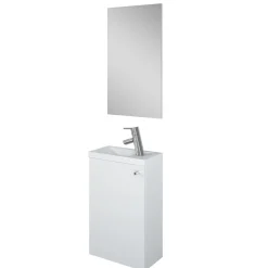 Aquavive Fonteinmeubelset Zena - Inclusief Wastafel en Spiegel - Softclose - Hoogglans Wit - 39,8x21,5x60cm