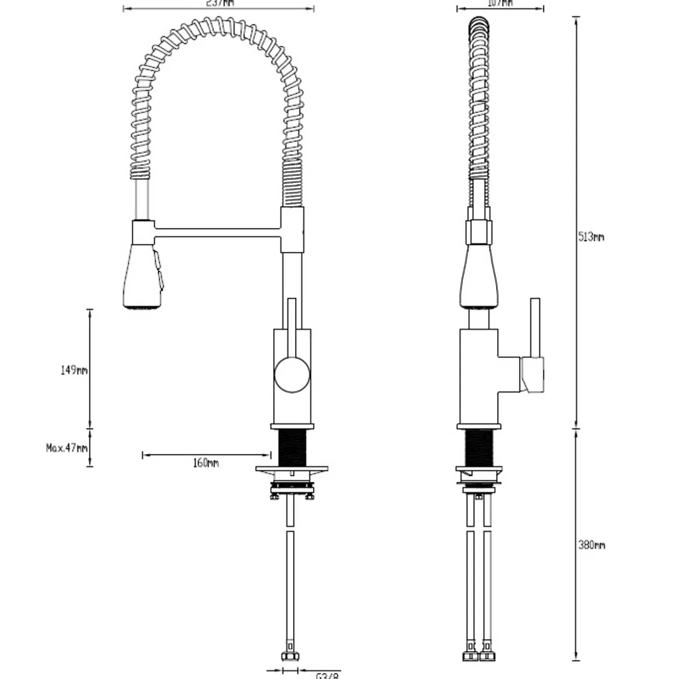 AquaVive keukenmengkraan Beni met handdouche chroom mat
